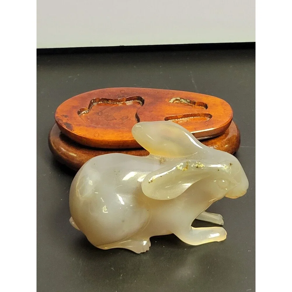 Vintage Chinese  Jade? Rabbit Feng Shui Carved Figurine